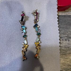 Rainbow long stud earrings